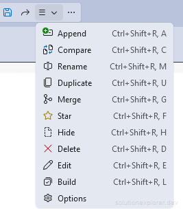 Simple Tab Saver Management menu with the additional options