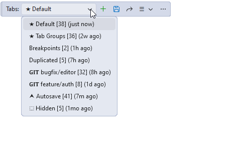 Simple Tab Saver extension toolbar and dropdown with tab layouts Simple Tab Saver extension toolbar and dropdown with tab layouts